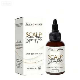Bask & Lather Scalp Stimulator Hair Growth Oil, Cold Pressed Mint and Rosemary Blend with Grapeseed for Hair Growth, Organic Natural Leave in