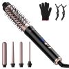 5 in 1 Curling Wand Hair Curling Iron Normal Type Brush Anti-Tangle Hair Thermal Brush Curler with 4 Heating Levels 360° Rotatable Cable 5 Interchange