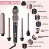 5 in 1 Curling Wand with Leakage-Protection Hair Curling Iron Brush Hair Thermal Brush Curler with 4 Heating Levels 360° Rotatable Cable 5 Interchange