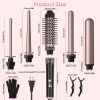 5 in 1 Curling Wand Hair Curling Iron Normal Type Brush Anti-Tangle Hair Thermal Brush Curler with 4 Heating Levels 360° Rotatable Cable 5 Interchange