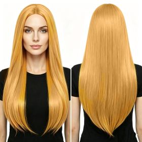 Versatile Center-Parted Long Straight Wig for Women's (Type: Wig, Color: Earthy Yellow)