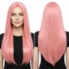 Versatile Center-Parted Long Straight Wig for Women's