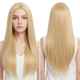 Versatile Center-Parted Long Straight Wig for Women's (Type: Wig, Color: gold)