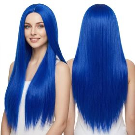 Versatile Center-Parted Long Straight Wig for Women's (Type: Wig, Color: Royal Blue)