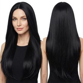 Versatile Center-Parted Long Straight Wig for Women's (Type: Wig, Color: Black)