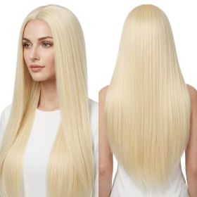Versatile Center-Parted Long Straight Wig for Women's (Type: Wig, Color: Light Gold)