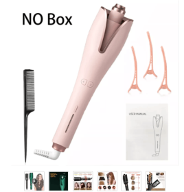 Multi-Automatic Hair Curler Hair Curling Iron LCD Ceramic Rotating Hair Waver Magic Curling Wand Irons Hair Styling Tools (Plug standard: UK, Color: Pink 2)