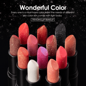 PSJ301-028   12 colors shiny matte lipstick Carved pearlescent glitter lipstick  2pc mixed sales Matte velvet lip lipstick makeup Velvet matte texture (PSJ301-028: PSJ301-028-06)